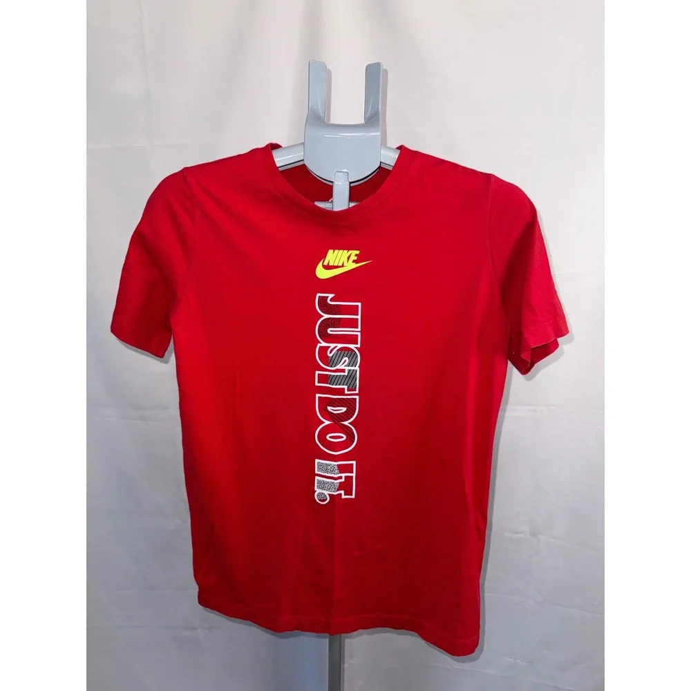 Nike Boys Red Just Do It Graphic T-Shirt XL Short Sleeve Neon Logo Tee